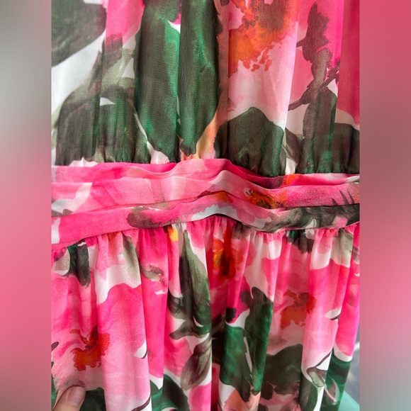 Anne Klein Camellia Multi Floral Sleeveless Halter Gown Maxi Dress Size 14 - Picture 9 of 16